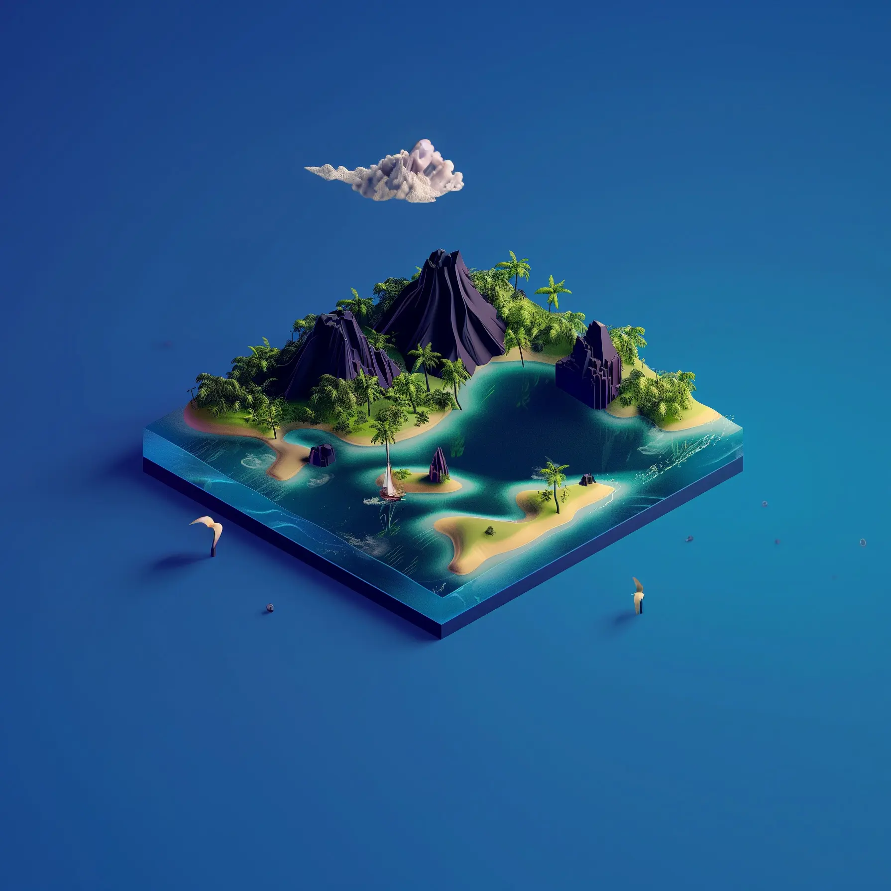 A stylized island environment