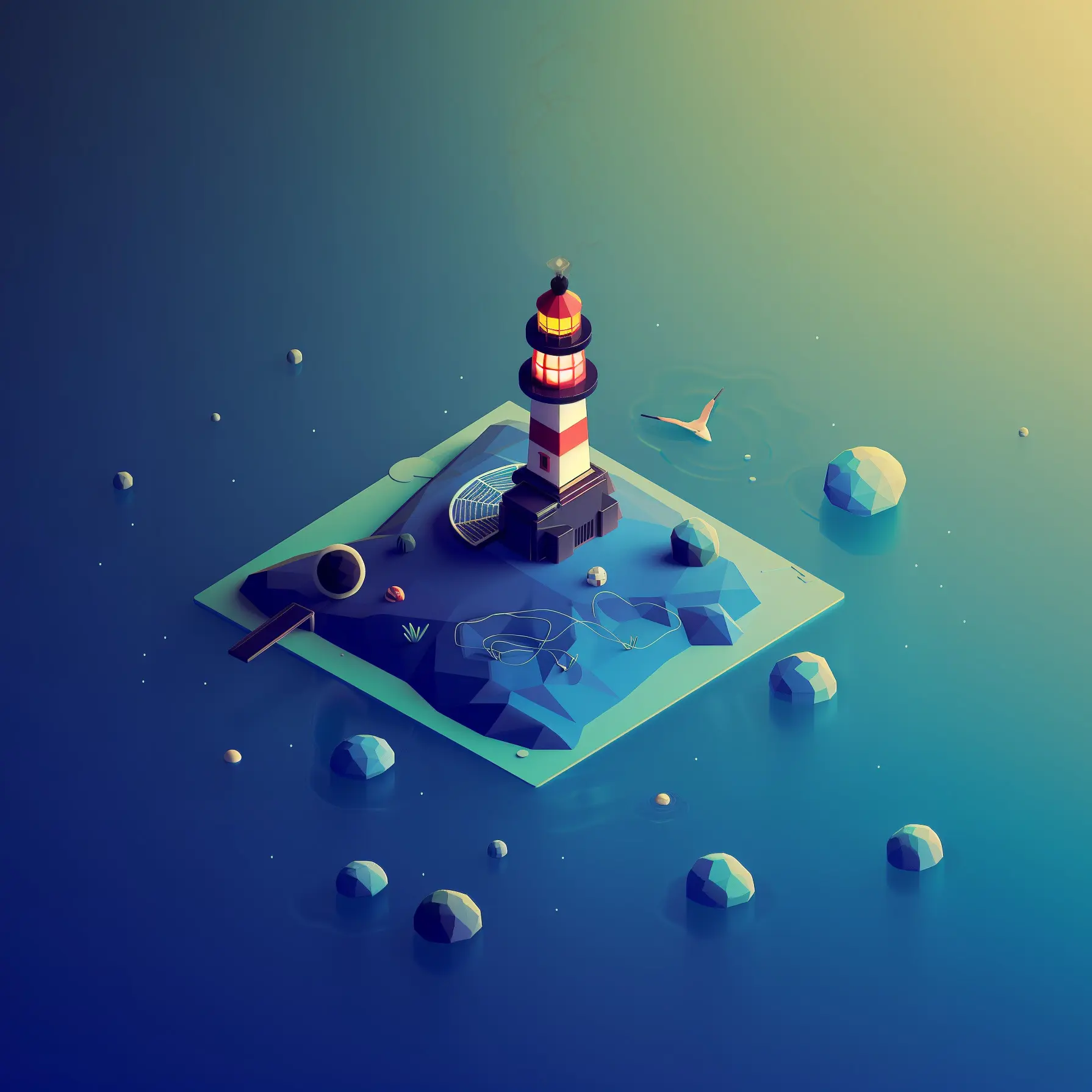 A stylized lighthouse environment
